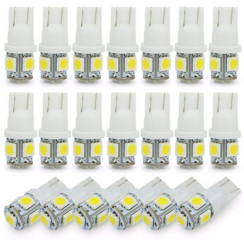 JKLcom T10 194 LED Bulbs 20 Pack, White, Vehicle Light