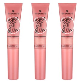 essence Baby GOT Glow Liquid Highlighter, No. 20, Purple, Defining, Express Result, Easy to Remove, Glossy, Vegan, Oil-Free, Paraben-Free, No Microplastic Particles, Pack of 3 (3 x 10 ml)