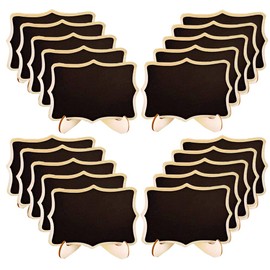 BOPART Mini Chalkboard Signs, 20 Pack Small Wooden Tabletop Chalkboard Sign with Support Easels for Weeding Table Numbers, Buffet Food Signs, Party Decoration (Fancy Polygon)