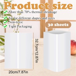 Shrink Wrap Bags for 40 OZ Handle Mugs – White Heat Transfer Shrink Film – 30 Sheets – 200327mm – Durable, Non-Toxic, Customizable