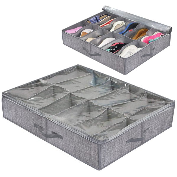 VidFair Under Bed Shoe Storage Organizer 12 Pockets Underbed Shoe
