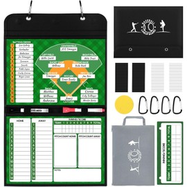 Magnetic Baseball Lineup Board, Collapsible Professional Softball & Baseball Lineup Board for Dugout, Baseball Clipboard for Coaches with 40 Magnetic Lineup Cards and High-End Markers (Leather Cover)