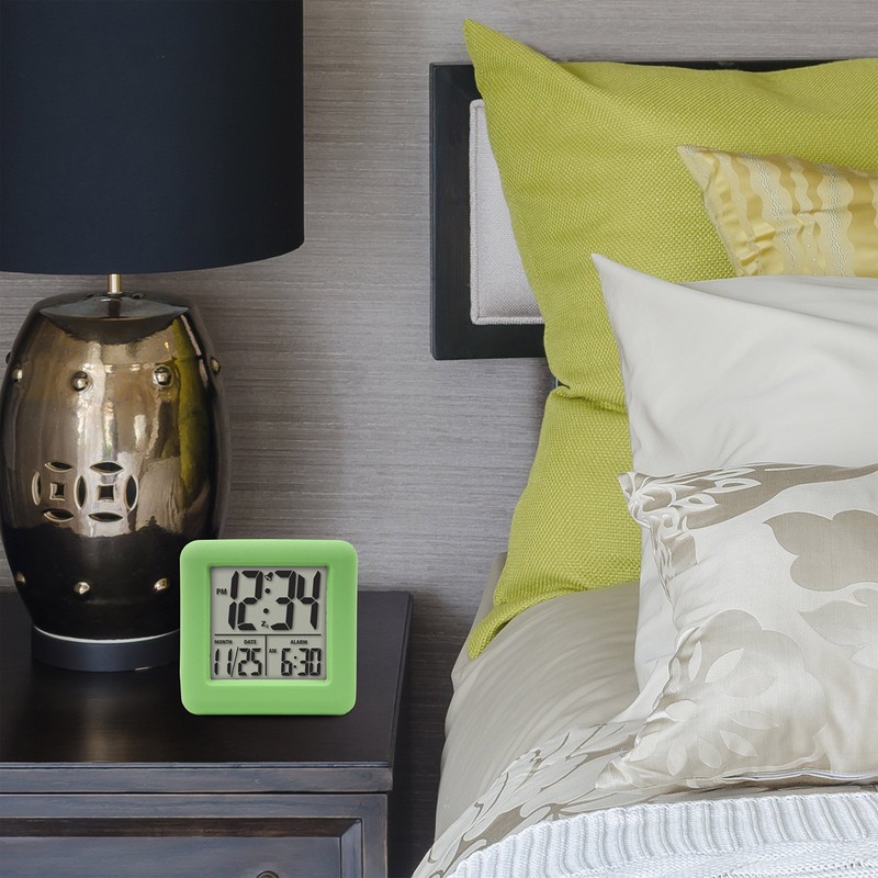 Equity 70911 Digital Green Silicone Cube Alarm Clock with On-Demand