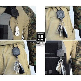 Barone Strongest Telescopic Reel Chain with Carabiner Clip Belt Clip Key Pass Case Replacement, Black