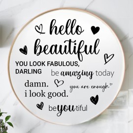 Affirmation Mirror Decals - Set of 6 Black Vinyl Quotes Be Amazing Today | Hello Beautiful | I Look Good | You Look Fabulous Darling Bathroom Mirror Sticker