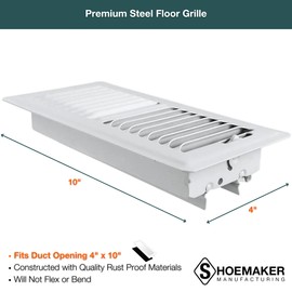Shoemaker Manufacturing, Khaki Light, 4x10, Premium Floor Register, All Steel Heavy Duty Vent Cover