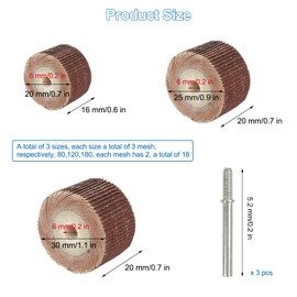 Pack of 18 Flap Grinders Lamellar Grinder for Drill, 80-120-180 Grit Grinding Attachment for Cordless Screwdriver, Sharpening Stone Ball Head Sander with 3 x 5.2 mm Connecting Rod, for Rust Removal,