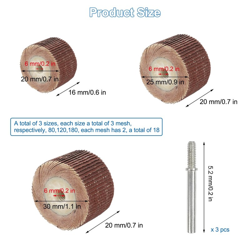 Pack of 18 Flap Grinders Lamellar Grinder for Drill, 80-120-180