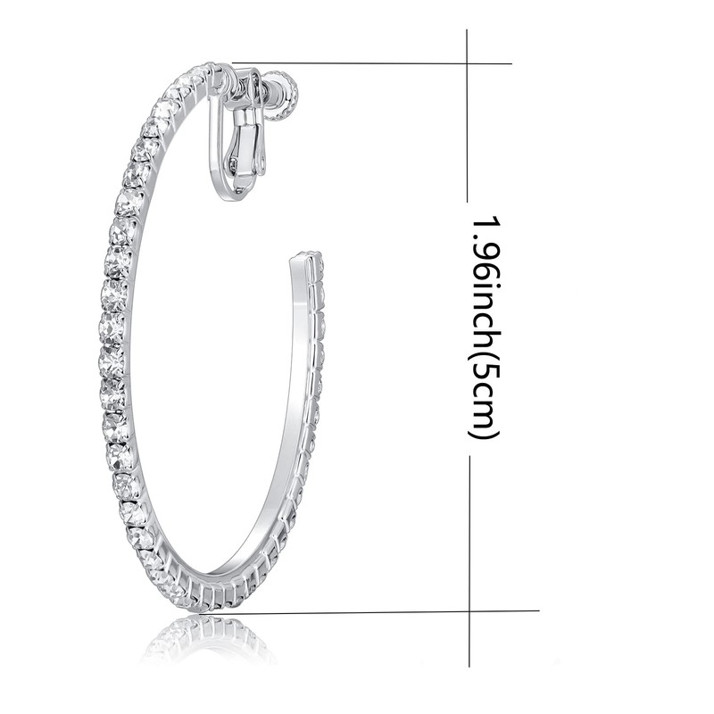 LAXPICOL Fashion Sparkly Austrian Circle Hoop Earrings Clip On Earrings