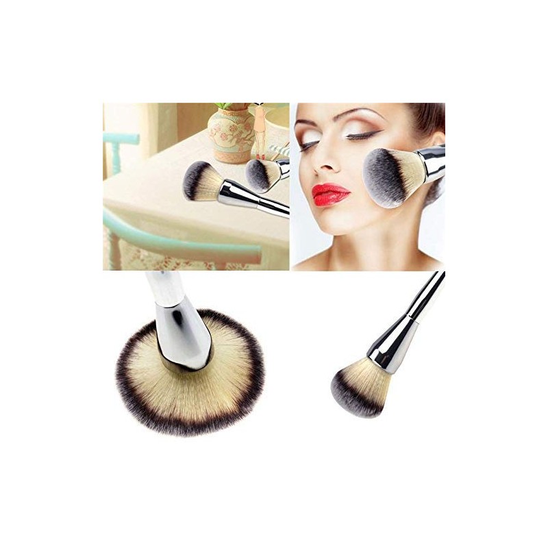 URBANMAC Cosmetic Foundation Face Blush Powder Makeup Brush Tool Silver