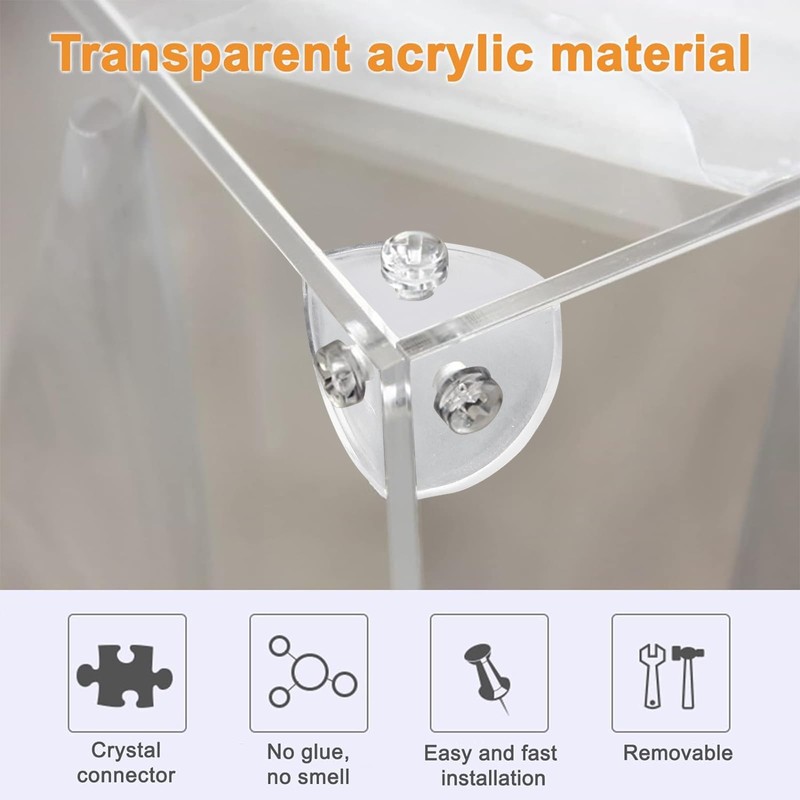 MOROBOR Acrylic Corner Brackets 16 Pieces Clear 3 Holes Rounded