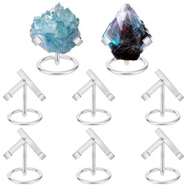GLASSWINDS 8 Pcs Metal Crystal Display Shelf, Silver Rock Display Stand, Crystal Holder for Mineral Gemstone Agate Fossil Coral or Other Small Collectible, Ideal for Home Shop Museum or Office Use