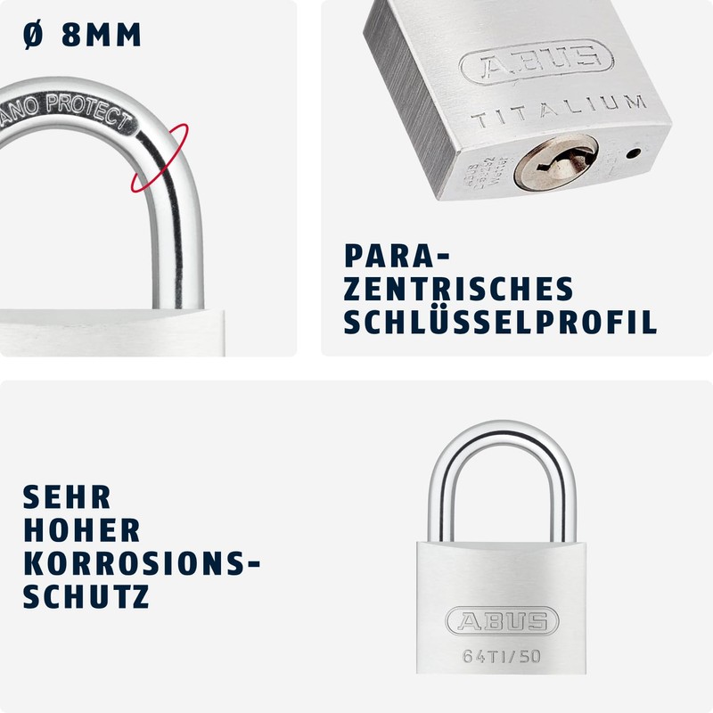 ABUS 64Ti/50 50mm Titalium Padlock Alike Keyed KA6511