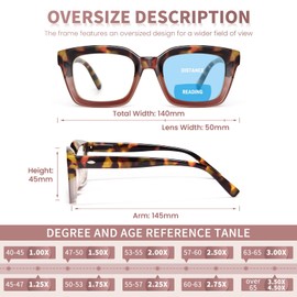 miyya 3 Pack Bifocal Readers+ 3 Pack Reading Glasses For Women Blue Light Blocking Computer Glasses Oversized Frame (6 Pack Mix-A1, 1.5, multiplier_x)