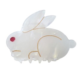 Cute Bunny Hair Clip,Acetate Hair Claw,Small Hair Clips for Women,Milk White