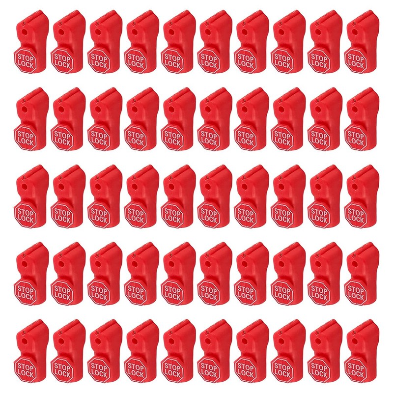 50pcs ZONADAH Peg Hook Locks Stop Lock Plastic Red Security