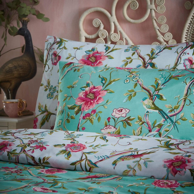 furn. Vintage Chinoiserie Duvet Cover and Pillowcase Set, Jade, Single