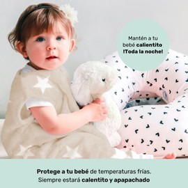 Nap Baby Saquito para Dormir para bebés con Abertura para pies, calentito, con Cierre (2-4 Años) Estrellas Beige