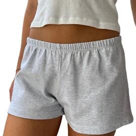 Comfy Pajama Shorts Women Low Rise Lounge Floral Elastic Waist Micro Boxers Shorts Cute Sleep (Pj) Bottoms (Gray, M)