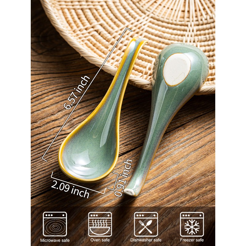 Gomakren Soup Spoons Set of 6, Asian Soup Spoons 6.5