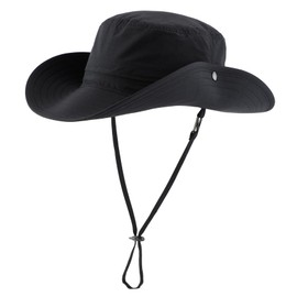 Decentron Mens Wide Brim Safari Bucket Hat Sun Protection Fishing Hiking Hat Summer Beach Hat Black