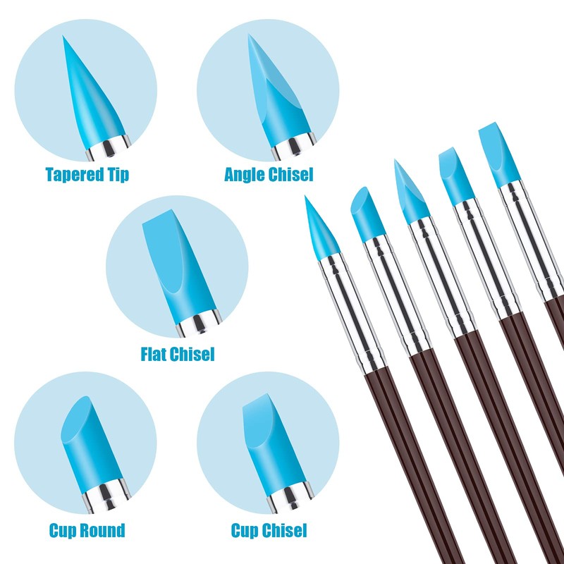 Clatoon 10Pcs Silicone Clay Sculpting Tool, Modeling Dotting Tool &
