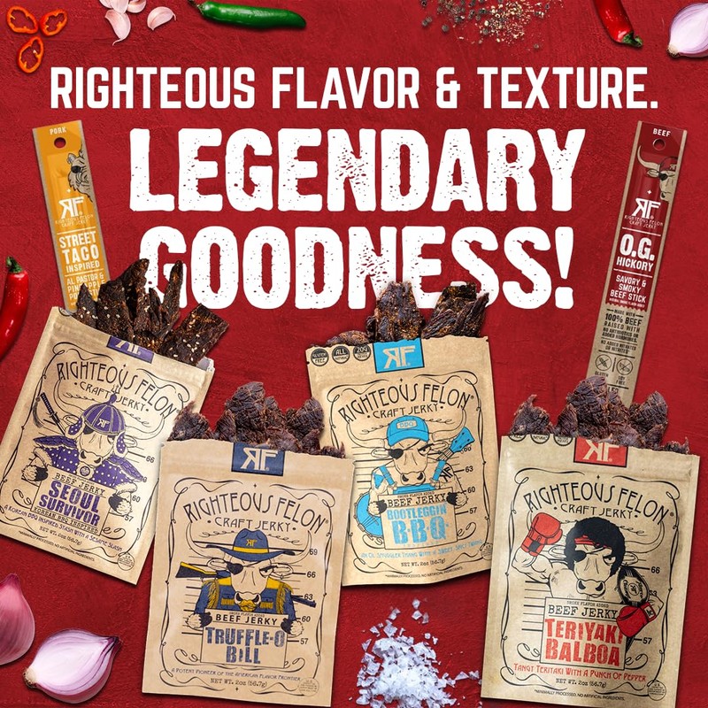 Righteous Beef Jerky Variety Pack Gift Basket - Great Gifts