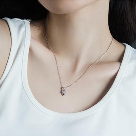 Niaspi Spaceman Rabbit On The Moon Pendant Necklace for Women Girls Teen Stainless Steel Hypoallergenic Dainty Moonstone Peter Pan Necklaces Cute Bunny Animal Easter Holiday Jewelry Gifts