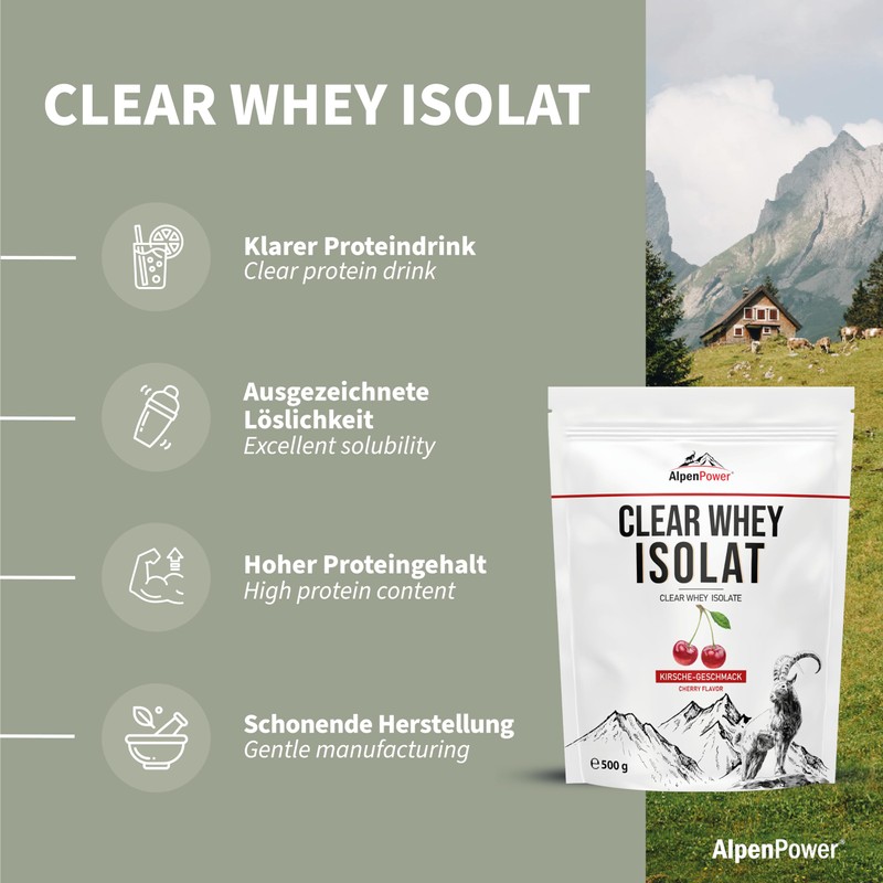 AlpenPower Clear Whey Isolate Cherry 500 g - Clear, Refreshingly