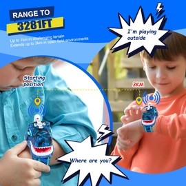 AZYFEI Dinosaur Walkie Talkies for Kids - 2 Way Radios Toys for Boys & Girls Ages 3-12 - Long Range, 3 Channels - Outdoor Adventure, Camping, Hiking Gifts Birthday Gifts (Blue)