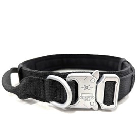 Tactical Dog Collar for Small Dogs [Tactical Dog Collar with Handle]; Military Grade Tactical Heavy Duty Dog Collar with Metal Buckle and Leash Clips; Dog Collar with Handle (Small, Black)