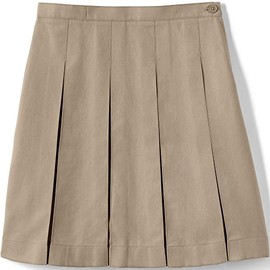 Lands' End Uniform Box Pleat Skirt Below The Knee Khaki Kids 16