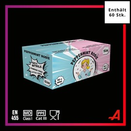 AMPRI Nitrile Gloves, Mint, Pink, Assorted Colours, Pack of 60, Size M, Powder-Free, Peppermint Rosie Style Nitrile Disposable Gloves, Disposable Gloves in Sizes XS, S, M, L, XL