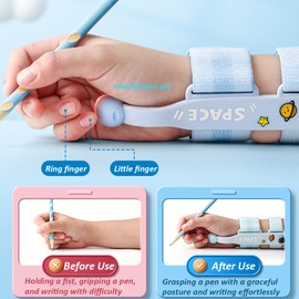 Zmmyr Writing Hand Wrist Posture Corrector Anti-Hook Wrist Brace Pencils for Kids Writing Aids for Children (Pink)
