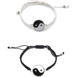 2 count Beaded Beads Yin Yang Strand Wrap Rope Cord Bracelet Set Bangle for Couple BFF Matching Puzzle Pendant Bracelet Friendship for Women Men  Gifts - Color: rope