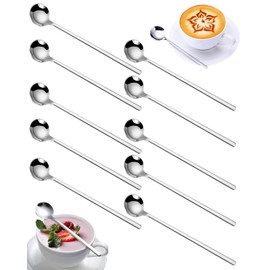 10 Piezas Cucharas Para Cafe, Cucharas Cafeteras, Cucharitas Para Cafe, Cuchara Para Cafe, Para Café, AzúCar, Postres, Pasteles, Helados, Capuchino, 5,9 Pulgadas (Plata)