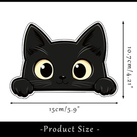 Black Cat Decor Sticker - Cute PVC Sticker for Car Motorcycle Laptop - Scratch Resistant & Weatherproof - Elegant Cat Decoration for Smooth Surfaces