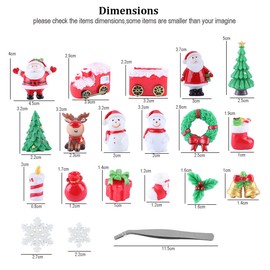 28pcs Christmas Miniature Ornament Kits Fairy Garden Miniatures Figurines Accessories for DIY Dollhouse Decoration, Resin Christmas Tree Snowman Santa for Micro Landscape Ornaments Xmas Party Decor
