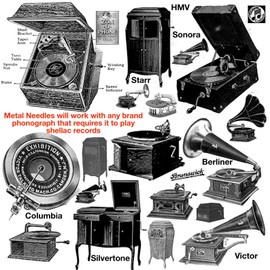 400 Mixed Tones Phonograph Steel Needles; Soft, Loud, Medium and Spearpoint – Universal Antique Turntable Replacement Stylus Needles