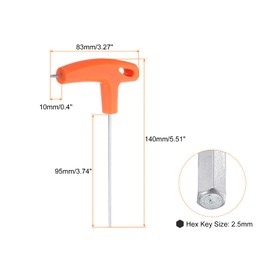 QUARKZMAN T-Handle Hex Wrench 2.5mm Metric CR-V T Key Allen Wrench Wrench Repair Tool for Automotive and Household Maintenance, Orange