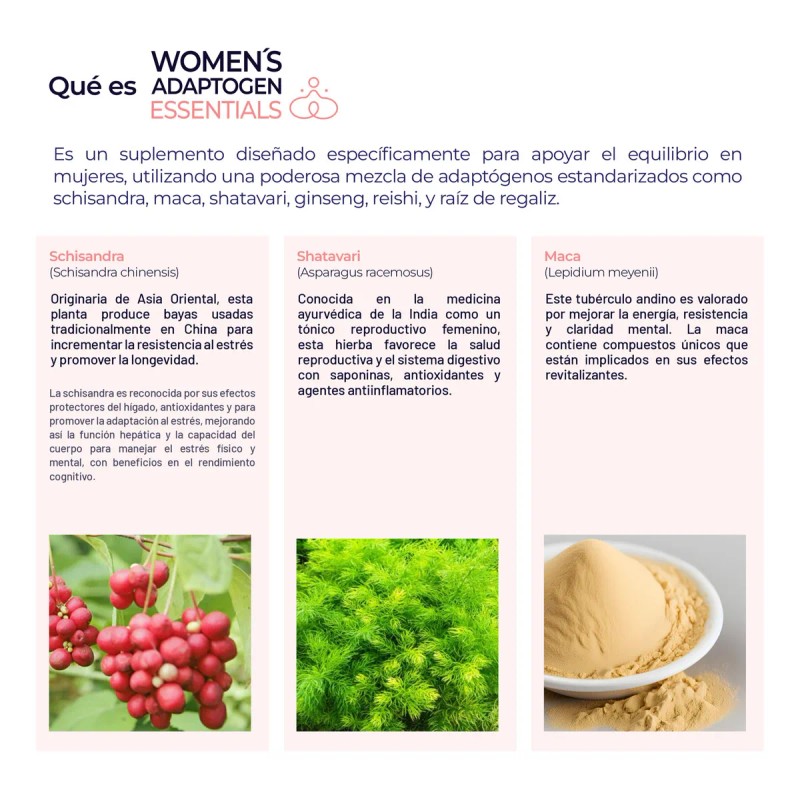 WOMENS ADAPTOGEN ESSENTIALS 200 capsulas (1500mg por porcion) con Adaptogenos