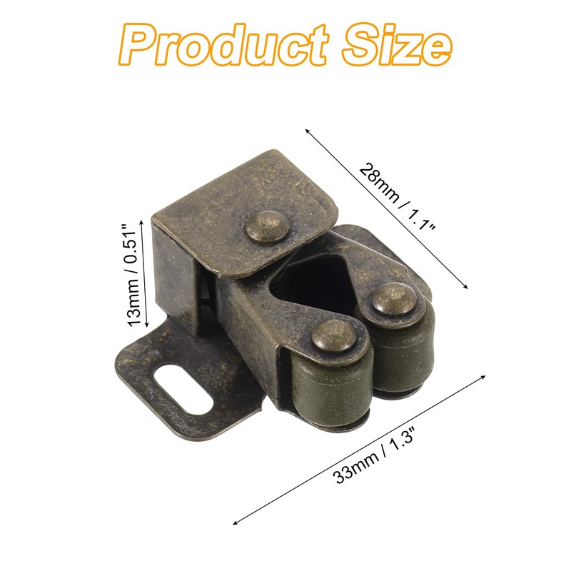 sourcing map 8Pcs Cabinet Latch Double Roller Catch, Lock Stop