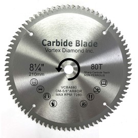 (10 Pack) VORTEX DIAMOND VAB 8-1/4 Inch 80 Teeth TCT Non-Ferrous Metal Cutting Circular Saw Blade (8-1/4 Inch 80 Teeth (10 Pack))