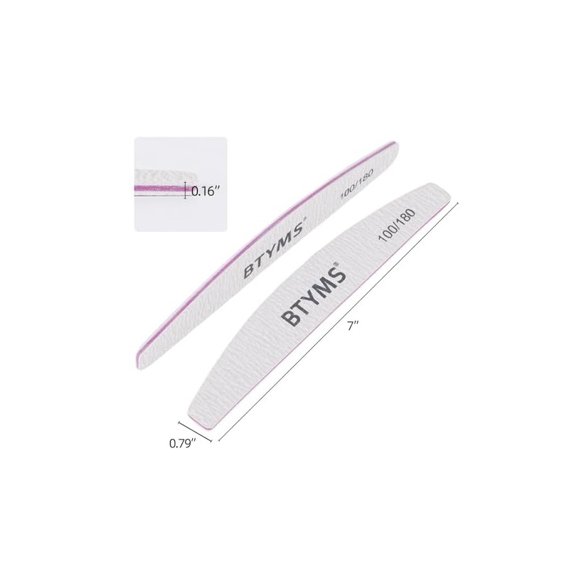 BTYMS 50 Piezas Limas de Uñas de Grano 100/180 -