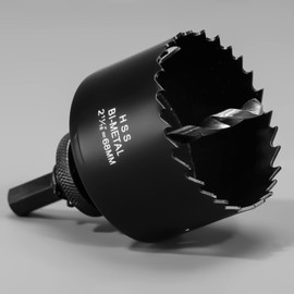 68mm Hole Saw, HSS Bi-Metal Hole Cutter with Pilot Bit for Plate Steel, Sheet Iron, Ceiling Board, Wood and Plasterboard, Black