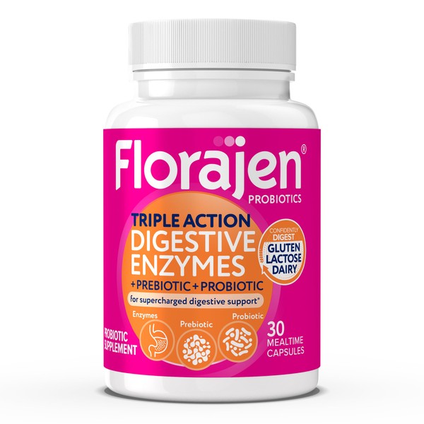 Florajen Digestive Enzymes with Probiotics & Prebiotics - Triple-Action Formula