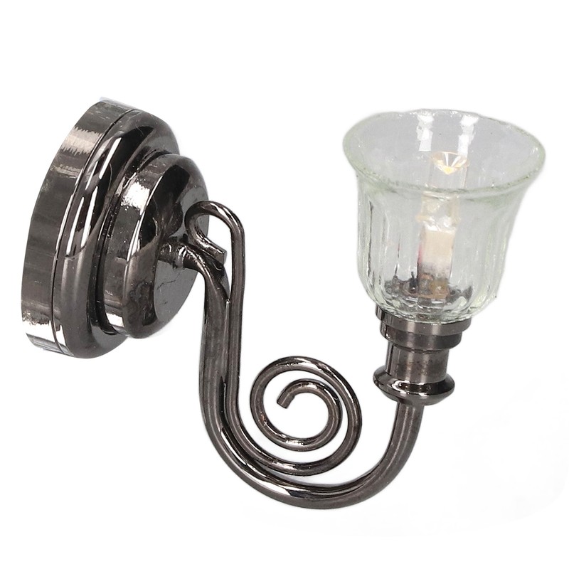 1:12 Dollhouse Wall Lamp LED Warm Lighting Vintage Look Metal