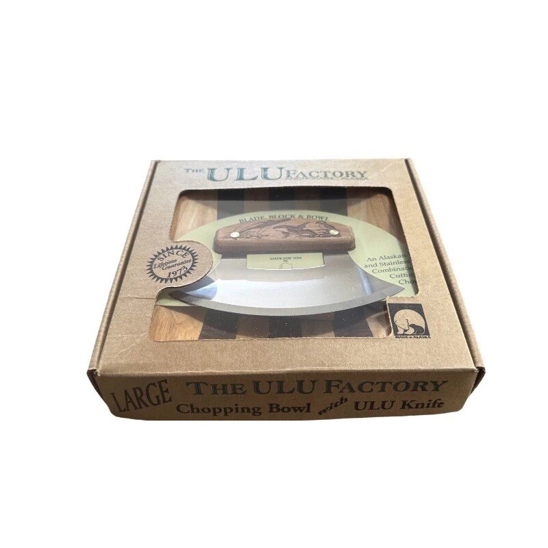 Alaskan Birch Ulu Knife with Bowl 8" set Ocean Collage