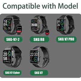 Lamshaw Compatible with SKG V7 Pro Smart Watch Charger, 2 Pin Magnetic USB Replacement Charging Compatible with SKG V7-2, V7, V7 Pro, V7 Cyber, R8 Smart Watch (2 Pack-Black+Black)