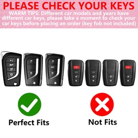 Simocky Key Fob Cover with Diamond Keychain Car Key Shell Compatible with Toyota Avalon Camry Corolla Fortuner Highlander Levin Rav4 Sequoia Sienna Tacoma Tundra Yaris (4 Buttons-Red Heart)